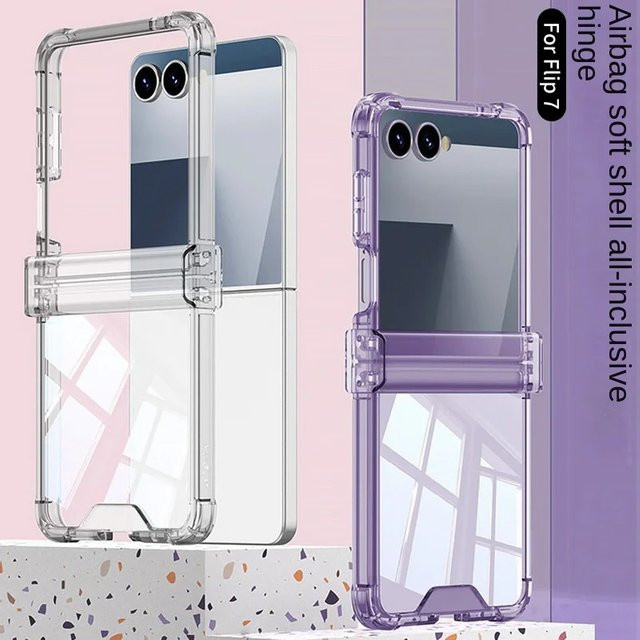 Transparente Anti-Drop All-Inclusive Handyhülle mit Scharnier für Samsung Galaxy Z Flip 7, Z Flip 7 FE, Z Flip 6 und Z Flip 5, stoßfeste Rückseite - Bild 1