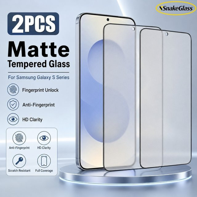 2 Stück Samsung Mattglas Displayschutzfolie mit Anti-Fingerabdruck-Effekt für Galaxy S26 Ultra S25 S24 S23 S22 S21 FE und S25 Edge, transparent - Bild 1