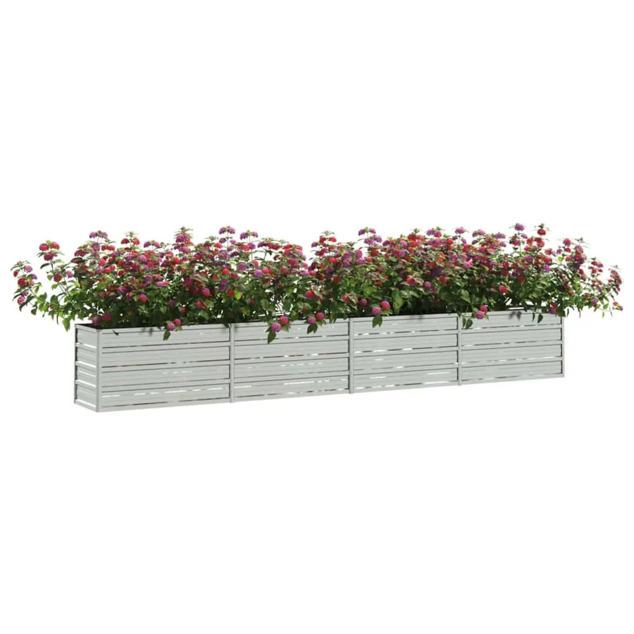 vidaXL Garten-Hochbeet aus Stahl in Silber, B/T/H: 320 x 40 x 45 cm - Bild 2