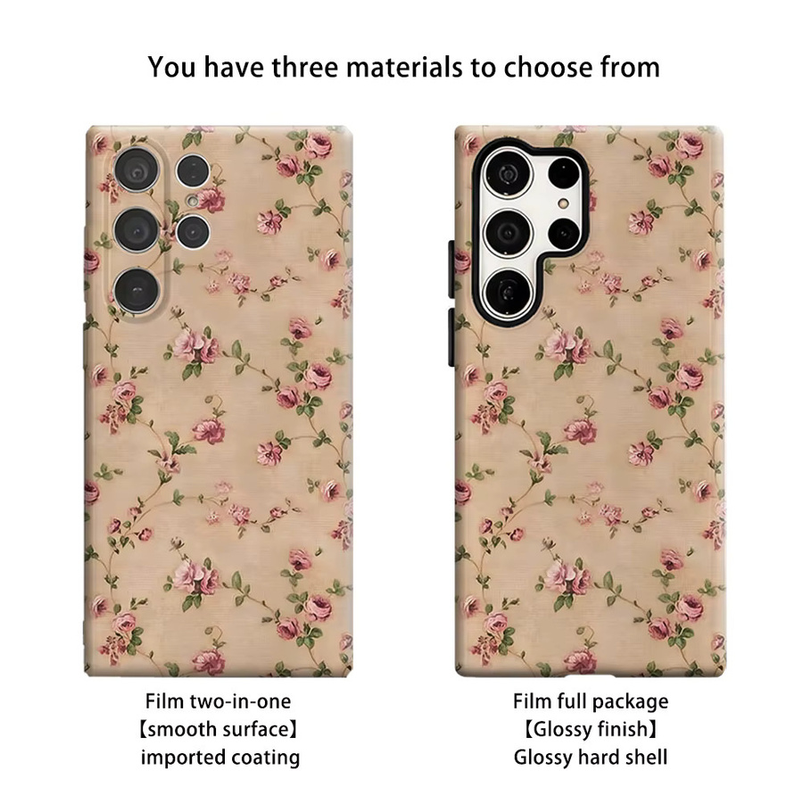 Stoßfeste Handyhülle mit Vintage Rosenranken für Samsung Galaxy S26 S25 S24 S23 Ultra Plus in robuster Doppelschicht-Bauweise - Bild 2
