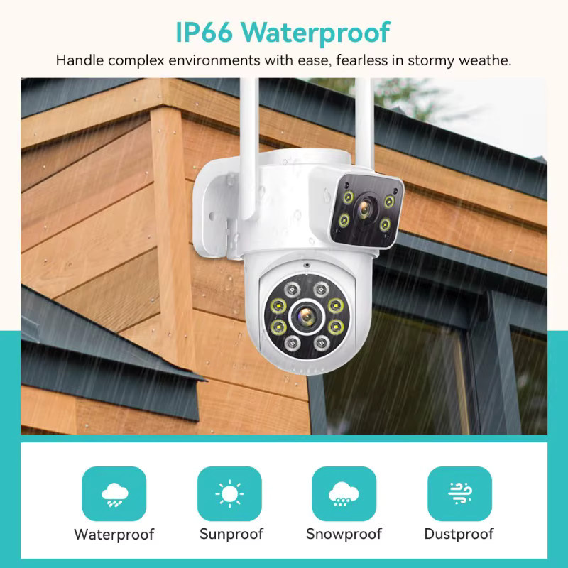 HAMROLTE 4K 8MP PTZ WLAN-Überwachungskamera mit Dual-Bildschirm, KI-Menschenerkennung, IP66 wasserdicht, kabellose CCTV-Sicherheit für den Außenbereich, weiß - Bild 3