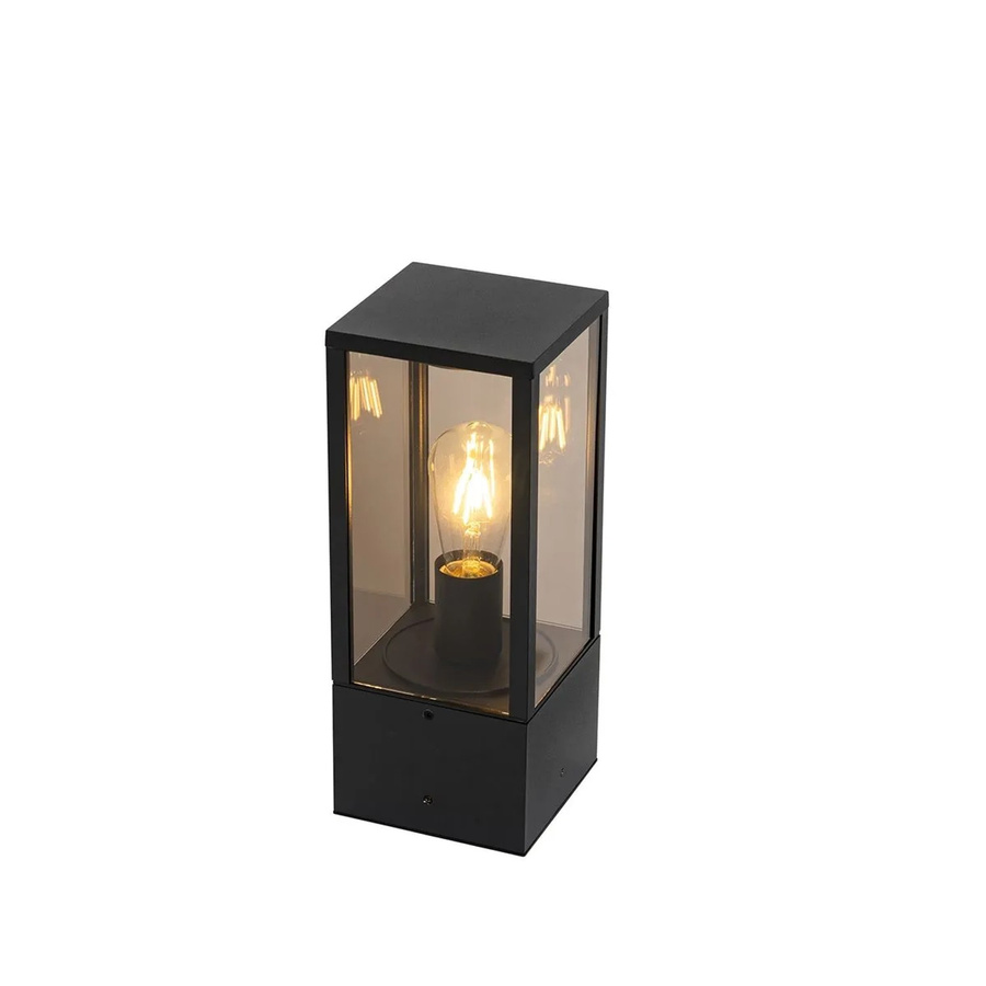 QAZQA Charlois Stehende Außenleuchte Schwarz aus Aluminium mit Rauchglas, IP44, E27, Höhe: 40 cm - Bild 2