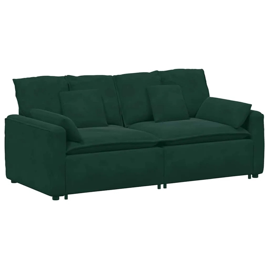 vidaXL Modulares Sofa Dunkelgrün mit Kissen aus Samt und Metallrahmen für dein Wohnzimmer - Bild 2