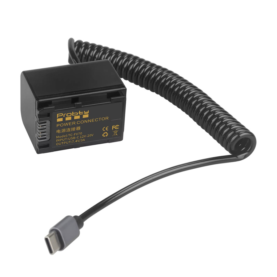 Sony USB-C PD Netzteil für NP-FV70 Dummy-Akku, Schwarz - Bild 2