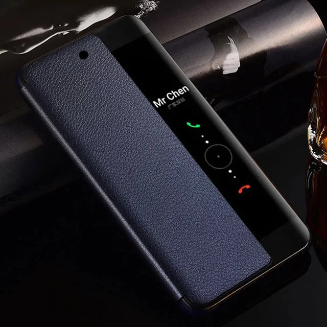 Smart View Flip-Cover für Huawei P20 Pro, P30 Lite, P30 Pro, P40 Pro und P50 mit Auto Schlaf und Wake Up Funktion in Gold und Schwarz - Bild 1
