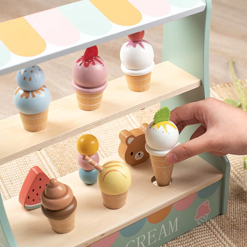 BizyKoady Holz Eis Montessori Spielzeug, Küche Rollenspiel, ab 3 Jahre - Bild 2