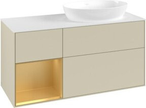 V&B Waschtischunterschrank Finion in Silber mit Goldgriffen, lackiert, Breite: 120 cm, Tiefe: 50,1 cm, Höhe: 50,1 cm - Bild 1