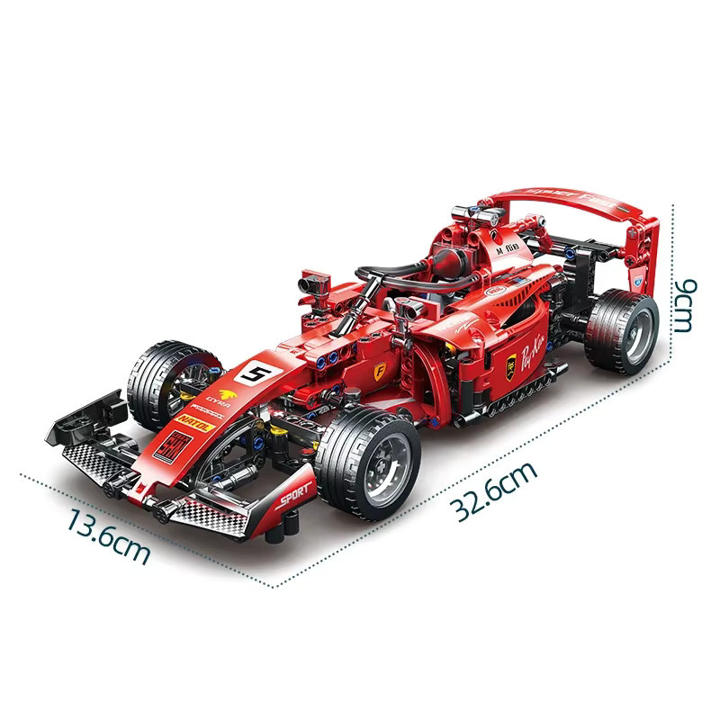 FUNXINEE F1 Racing Auto Bausteine Set, Rotes MOC Modell Kit DIY Montage Ziegel, Kreatives Pädagogisches Spielzeug für Kinder - Bild 6