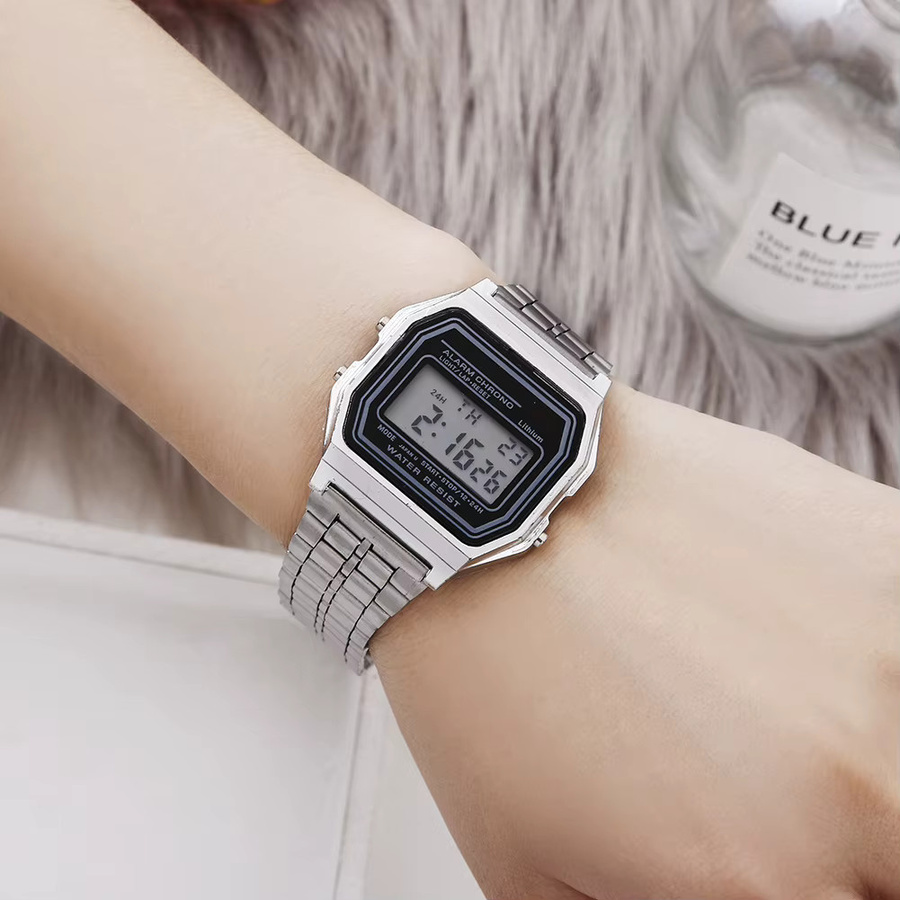 BINBOND Digitaluhr, Kunststoff, Schwarz, Gold, Vintage, Unisex - Bild 1