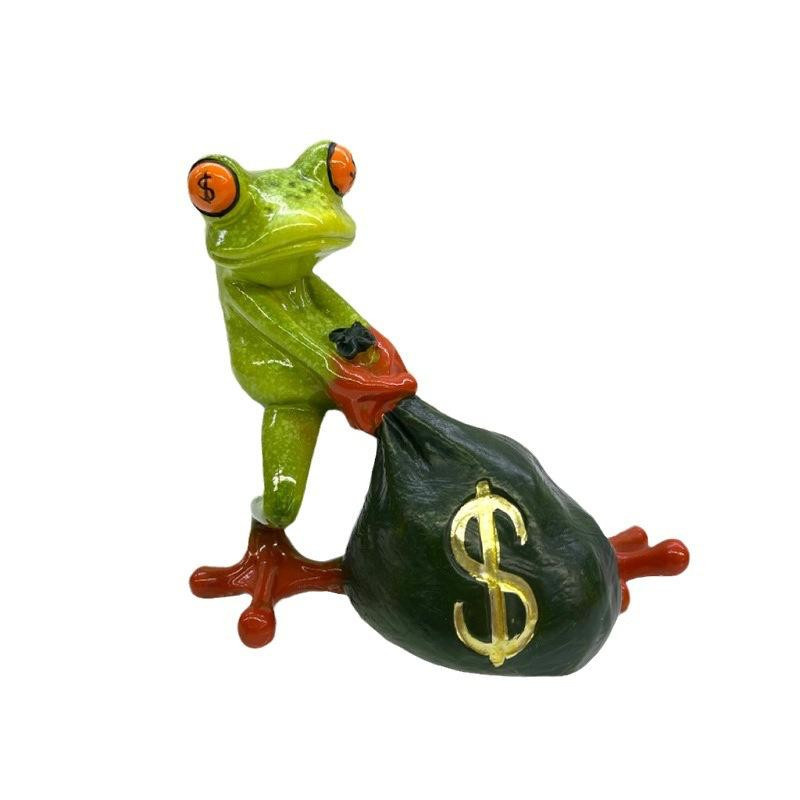 Yiran Furniture Dekoratives Desktop-Ornament Frosch mit Geldbeutel im nordischen Stil aus Kunstharz - Bild 3