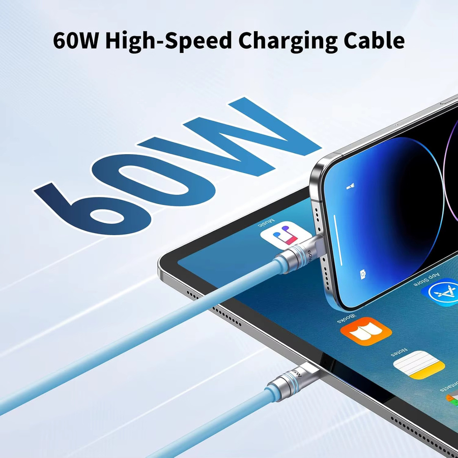 Hichain 10er Pack USB-C zu USB-C Schnellladekabel PD 60W aus weichem Silikon in Weiß - Bild 3