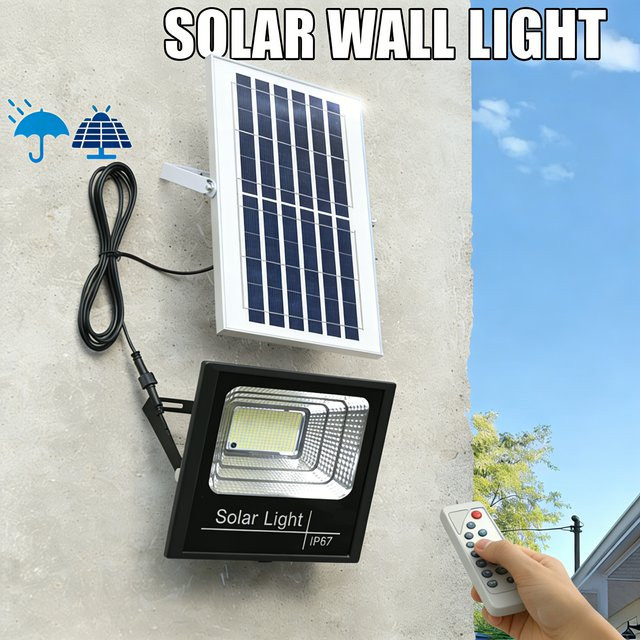 XIWANGFIRE 50W Solar-Außenflutlicht mit Fernbedienung und Reflektor, LED Sicherheitsscheinwerfer in Schwarz für Garten und Terrasse - Bild 1