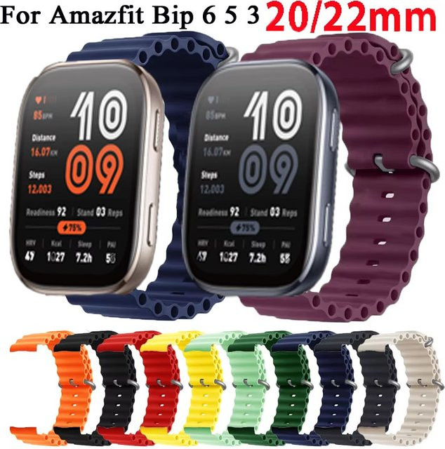 Amazfit Uhrenarmband Silikon, Schwarz, Unisex, 20/22 mm - Bild 1