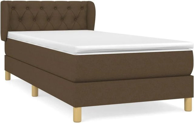 vidaXL Boxspringbett mit Matratze Dunkelbraun B/T/H: 80 x 200 cm, Hybrid-Design mit Taschenfederkern - Bild 1