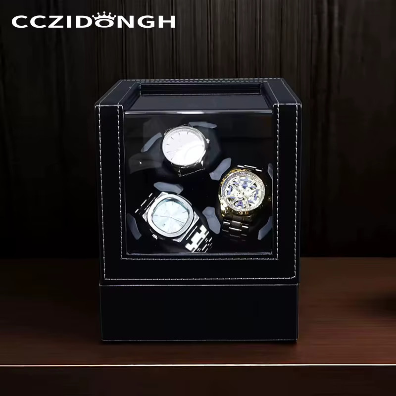 CCZIDONGH Automatischer Uhrenbeweger, Schwarznuss-Holzoptik, 3+0 Fächer, Schwarz, Unisex - Bild 3
