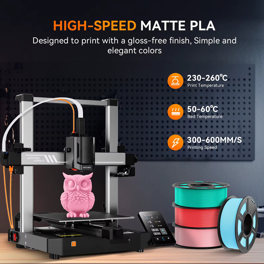JAYO High Speed Matte PLA Filament Set für FDM 3D-Drucker, 5 Rollen in gemischten Farben, Durchmesser: 1,75 mm - Bild 2