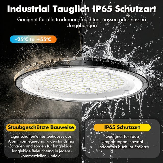 Ultrahelles UFO-LED-Hallenlicht in Weiß, IP65 wasserdicht, 500W Industriebeleuchtung für Werkstätten und Garagen - Bild 1