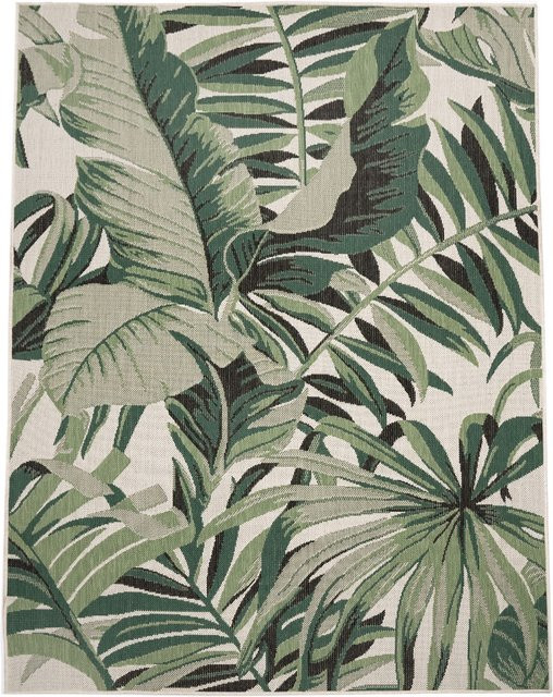 In- & Outdoor-Teppich Ostenza in Grün mit floralem Design, B/T: 100 x 200 cm - Bild 1