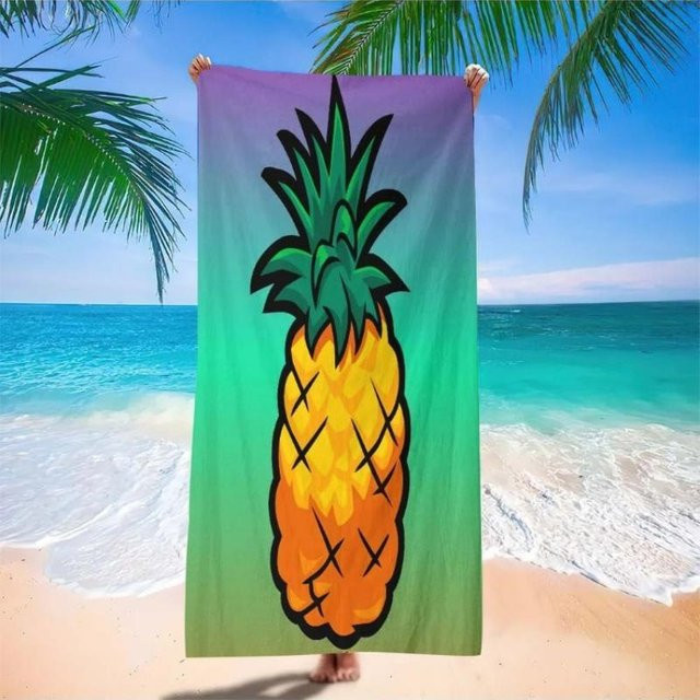 Mikrofaser Strandtuch mit Ananas-Design, schnelltrocknend und weich, B: 30 cm, H: 60 cm - Bild 1