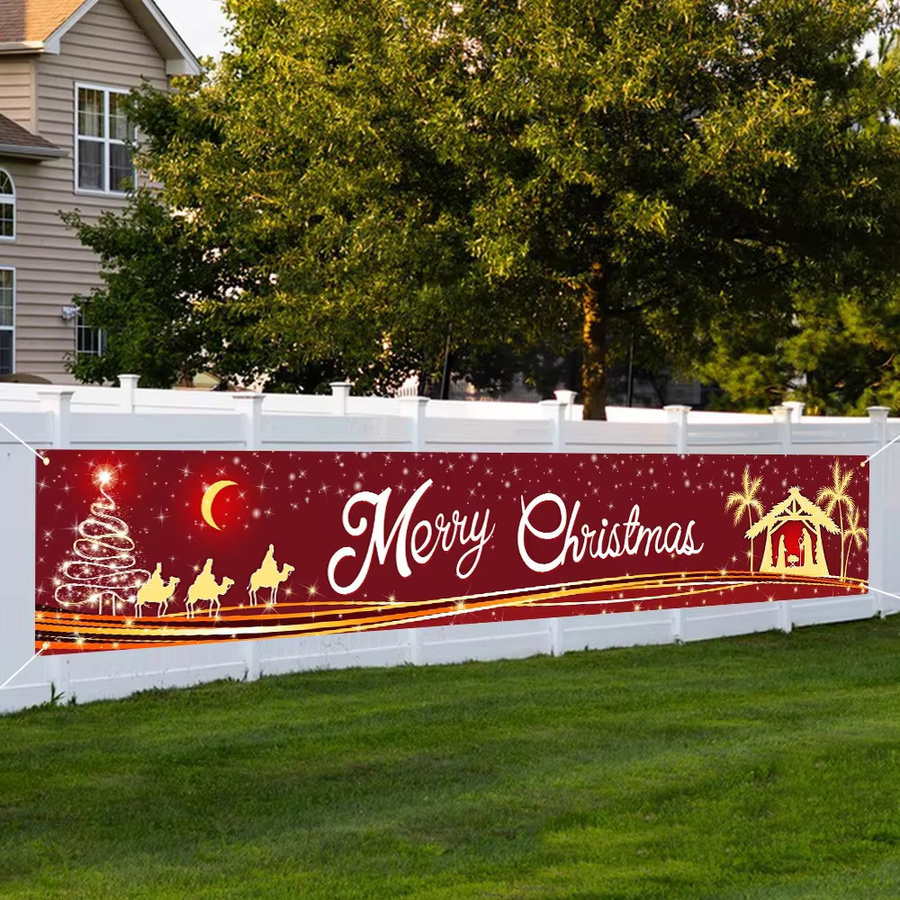 VIKAMA Frohe Weihnachten Banner als Weihnachtsdekoration für drinnen und draußen, Farbe: Rot, B/H: 200 x 40 cm - Bild 2