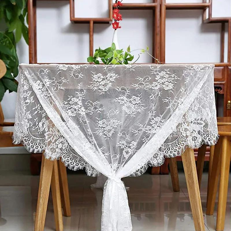 Yiran Furniture Tischdecke aus Spitze in Weiß im Vintage-Stil für Hochzeiten und Empfänge, B/T: 300 x 150 cm - Bild 2