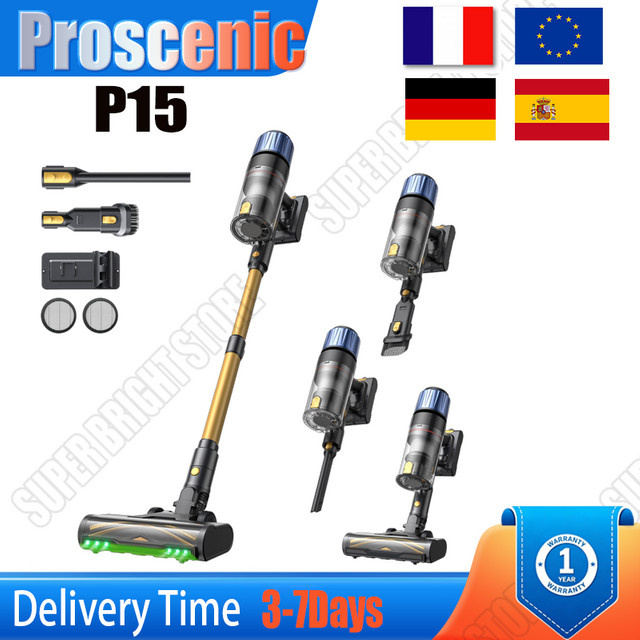 Proscenic P15 Kabelloser Staubsauger mit 580W Saugkraft, 70 Min. Laufzeit, Anti-Verwicklungs-Bürste und LED-Licht, Mehrfarbig - Bild 1