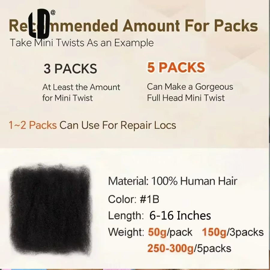 Lolely Dream Ultimate Kinky Bulk Echthaar für Zöpfe, Dreadlocks und Locs - Bild 5