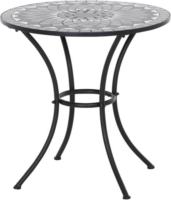 Siena Garden Gartentisch Como rund aus Stahl mit Keramik in Mosaikoptik Grau Durchmesser: 70 cm - Bild 1