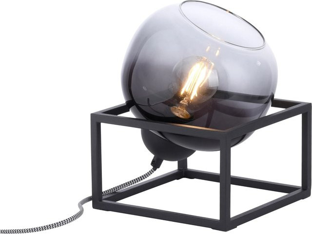 Just Light Tischleuchte Zea 1-flammig Schwarz mit Rauchglas und E27 Fassung, B/T/H: 23,6 x 20,0 x 25,0 cm - Bild 1