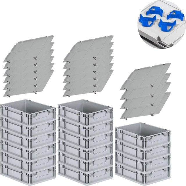 PROREGAL Spar Set mit 16 Eurobox Nextgen Economy in Blau inklusive Auflagedeckeln und 4 Schiebeschnappverschlüssen, H x B x T: 12 x 30 x 40 cm - Bild 1