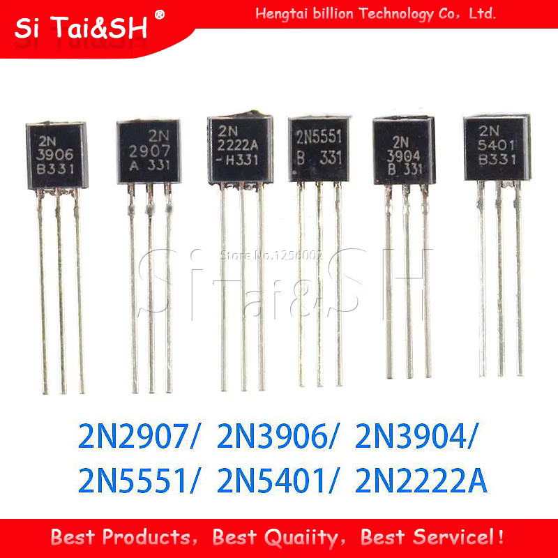 100 Stück Transistor Set Si Tai&SH in Schwarz mit Modellen 2N3904, 2N3906, 2N4403, 2N2907, 2N4401, 2N2222, PN2222, 2N5401, 2N5551 im TO-92 Gehäuse (BIS-92) - Bild 2