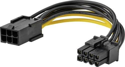 Akasa Strom Anschlusskabel mit 1x PCIe 6-pol und 1x PCIe 8-pol in Gelb und Schwarz, Länge: 0,10 m - Bild 1
