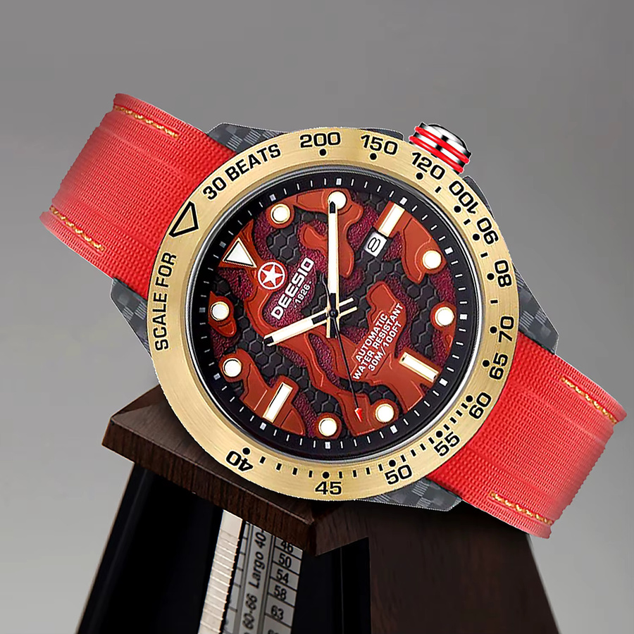 Deesio Armbanduhr Automatik, Silikonarmband, Schwarz, Herren - Bild 1