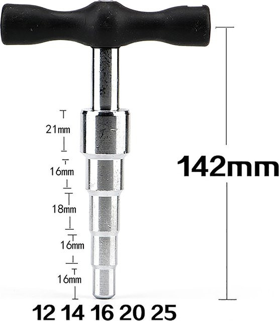 Manueller Rohrexpander mit T-Griff für PVC-Aluminium-Kunststoffrohre, 12-26 mm, Silber - Bild 1