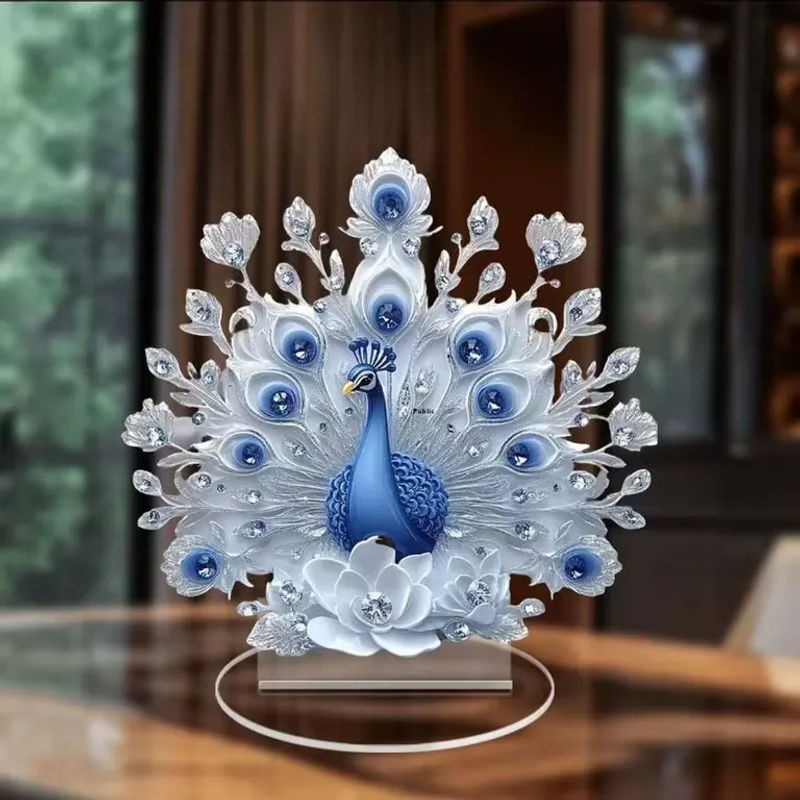 Elegante Pfauenfigur von ouhoe in Blau als dekoratives Ornament für dein Büro und dein Zuhause - Bild 2