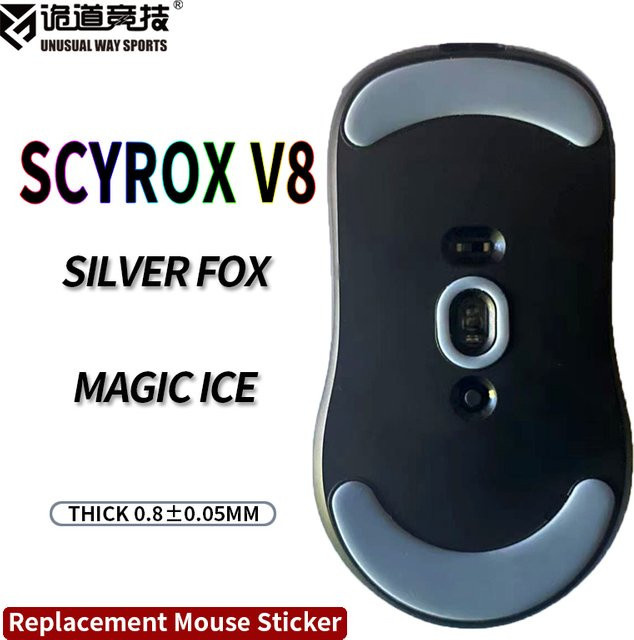 UnusualWaySports Muis Skates Voetjes SCYROX V8 S mit gebogenem PTFE-Oberflächenschutz in Schwarz und Silber - Bild 1
