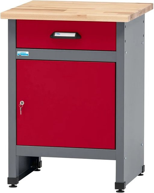 Küpper Werkbank eintürig mit 1 Schublade in Dunkelrot, B/T/H: 84 x 60 x 60 cm - Bild 1