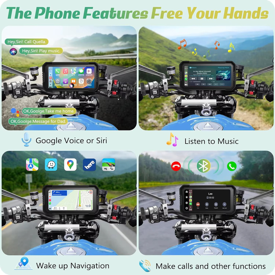 Freedconn Motorrad-Navigationssystem mit 6,25 Zoll Display, GPS, CarPlay, Android Auto, WiFi und wasserdichter Funktion in Schwarz - Bild 3