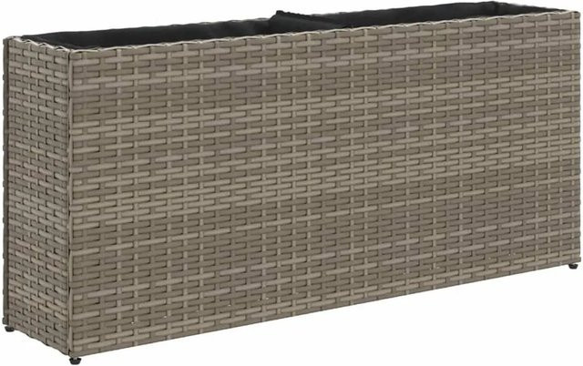 vidaXL Hochbeet mit 2 Fächern aus Poly Rattan und pulverbeschichtetem Stahl in Grau, B/T/H: 90 x 20 x 40 cm - Bild 1