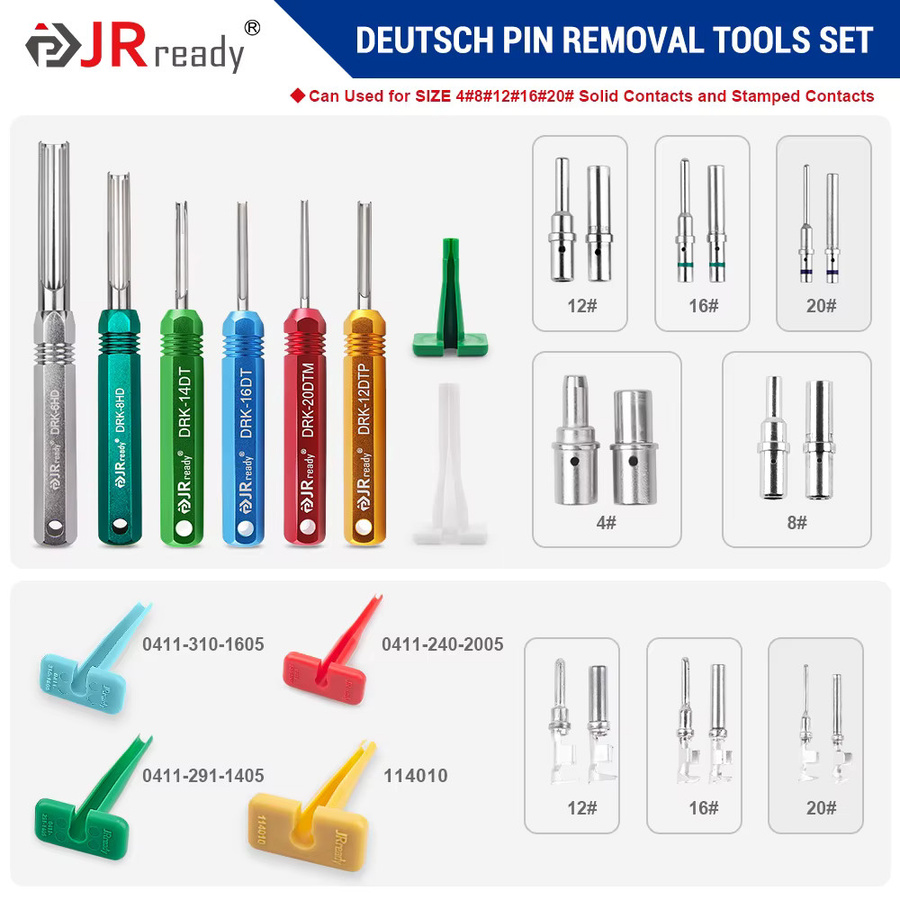 JRready ST5257-PRO Deutsch Connector Tool Kit zur Entfernung von Kontakten für 4 Personen, 6–22 AWG, Multicolor - Bild 2