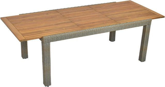Merxx Gartentisch ausziehbar aus Akazie und Aluminium in Beige, B/H: 100 x 74 cm - Bild 1