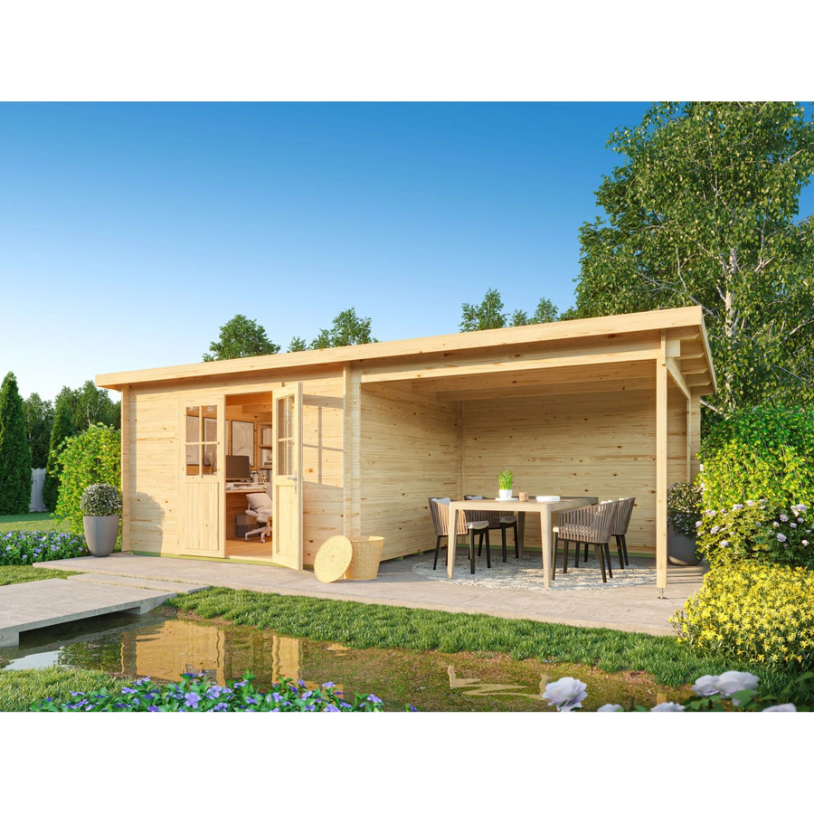 Fjordholz Gartenhaus Ezra 4J Pultdach aus Holz unbehandelt modern - Bild 2