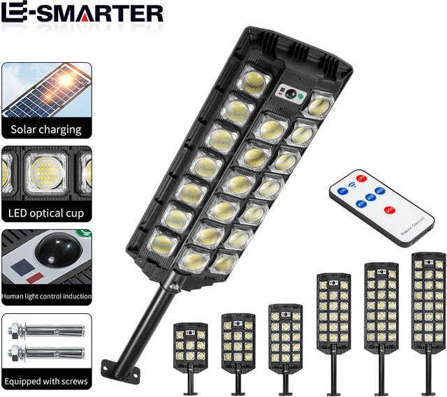 ESMARTER LED Solar-Wandleuchte in Schwarz mit PIR-Bewegungsmelder und Fernbedienung für den Garten - Bild 1