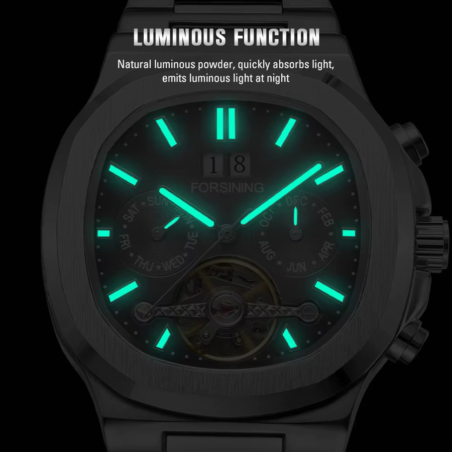 FORSINING Armbanduhr Automatik, Edelstahl, Blau, Herren - Bild 4