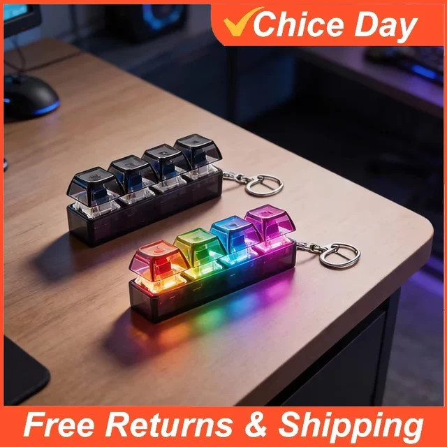 Amagi 4-Tasten-Fingertastatur-Schlüsselanhänger, RGB-Tastatur, Fidget-Spielzeug mit Lichtern - Bild 1