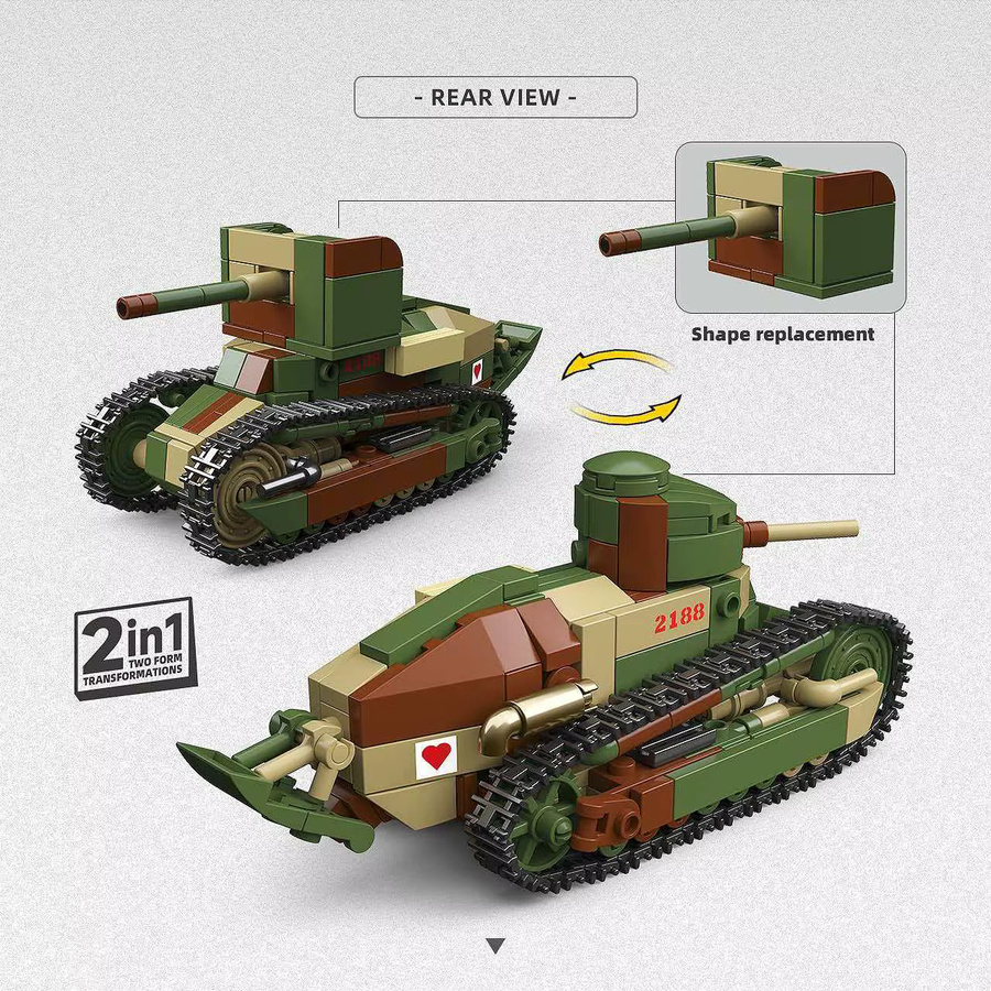 QUANGUAN Renault FT Maschinengewehr/Anti-Panzer-Kanone, Bausteine-Set, 1:35, ab 14 Jahren - Bild 2