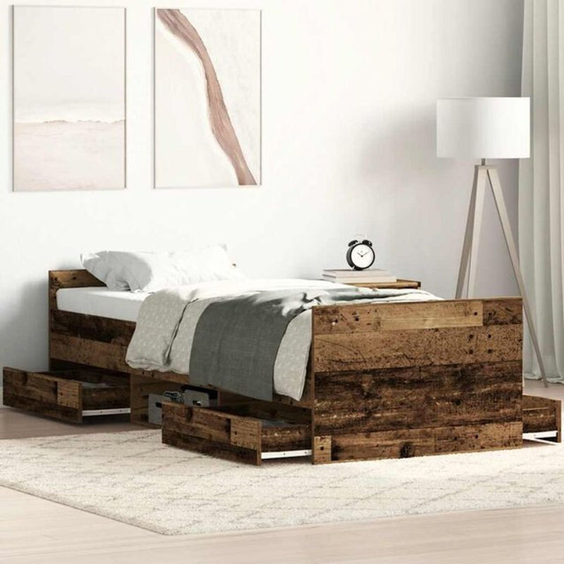 Vidaxl Funktionsbett im Landhausstil aus Holzwerkstoff in Braun, B/T/H: 90 x 190 cm - Bild 1