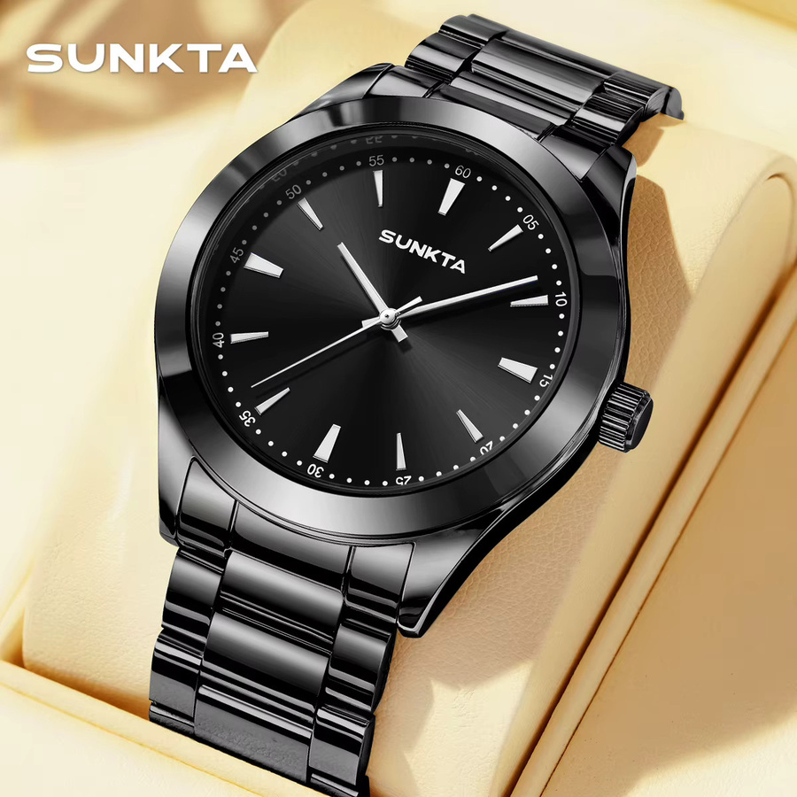 SUNKTA Armbanduhr, Quarz, Edelstahl, Schwarz, Herren - Bild 6