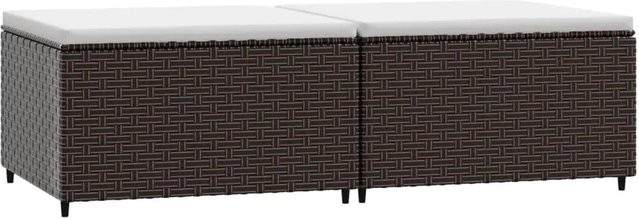 vidaXL Gartenhocker Set aus Poly Rattan mit Kissen in Braun - Bild 1