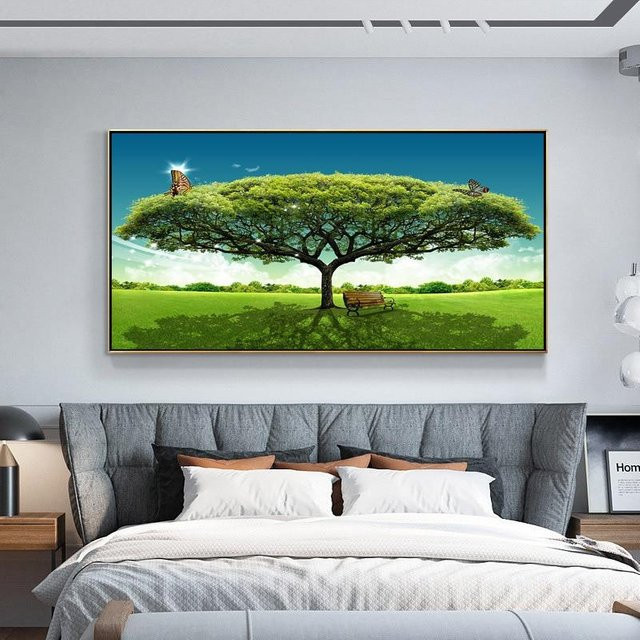 Baum des Lebens Gustav Klimt Wandgemälde als Leinwand Poster von Lisa Gallery in Rot und Grün, B: 60 cm, H: 120 cm - Bild 1